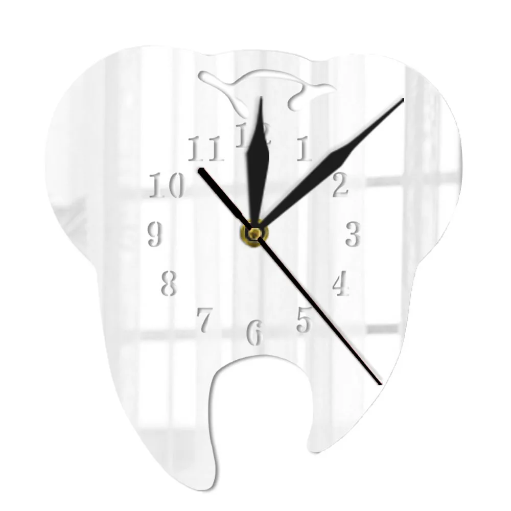 3D Creative Teeth Acrylic Mirror Wall Clock Home Decoration Living room Decor self-adhesive crafts | Дом и сад