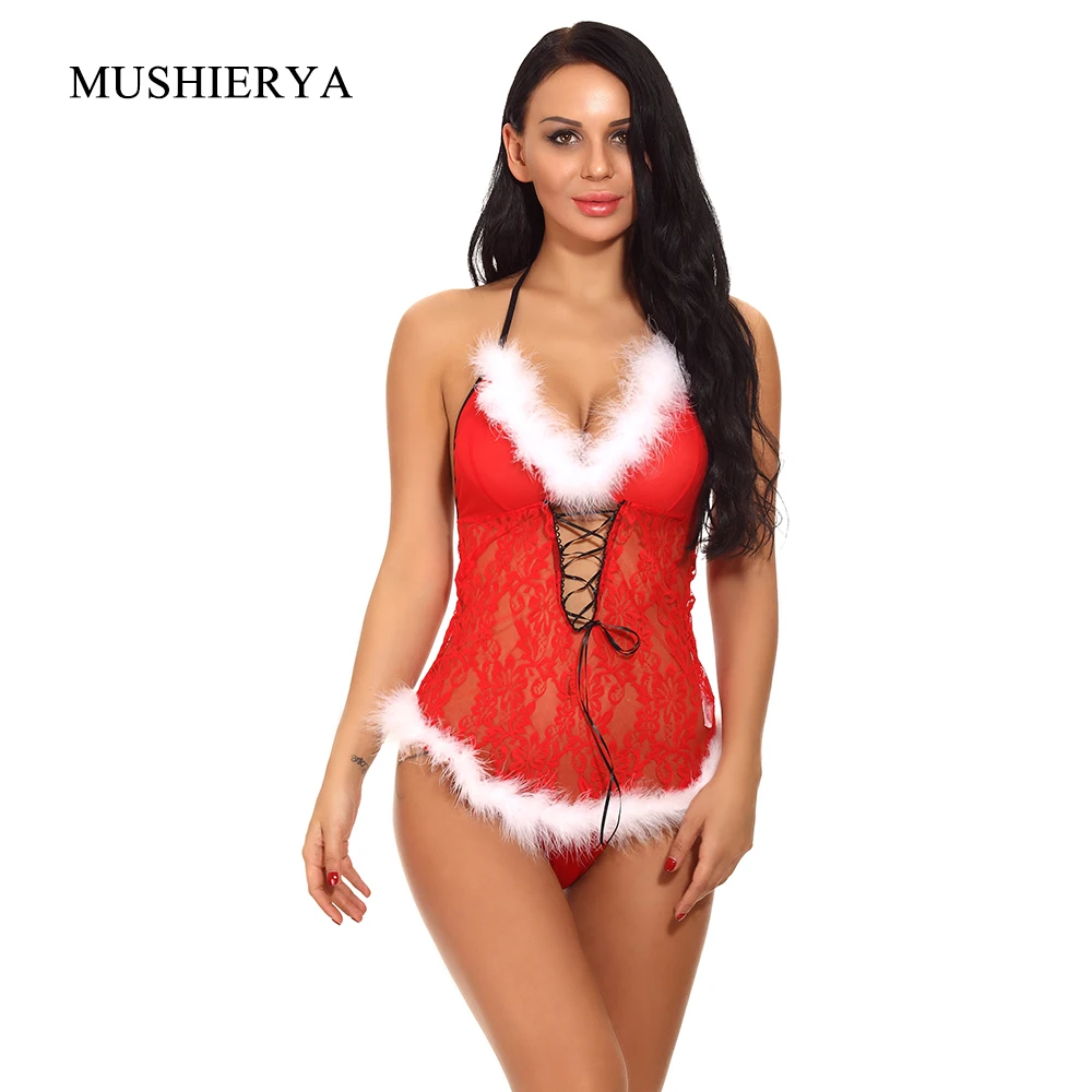 

Женщины Сексуальное женское белье Сексуальное нижнее белье Эротика Babydoll Red Sheer Цветочные кружева Рождество Babydoll