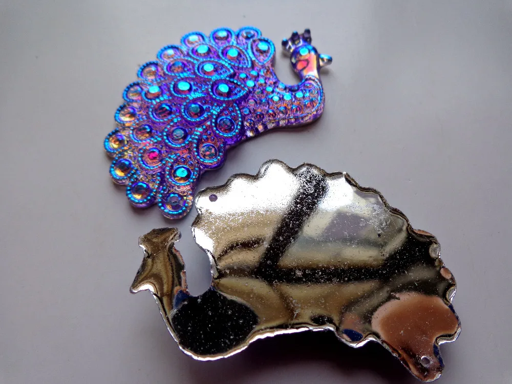 10 шт. Новый модный стиль пришивания большие кристаллы в форме павлина 48*33 мм