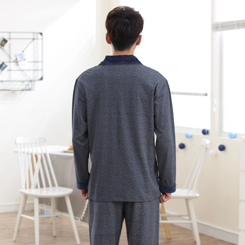 

Men pajamas sents thick male long sleeves cotton pajamas spring & autumn pijamas hombre