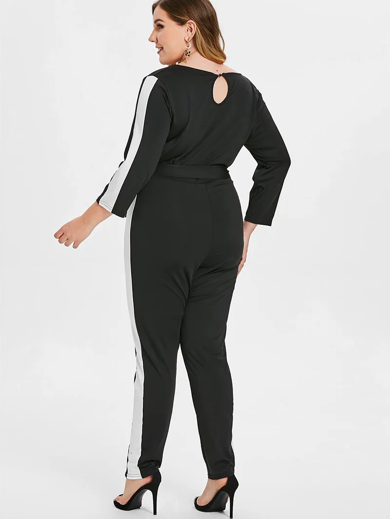 PlusMiss размера плюс XXXXXL элегантные черные длинные брюки комбинезон XXXXL XXXL XXL