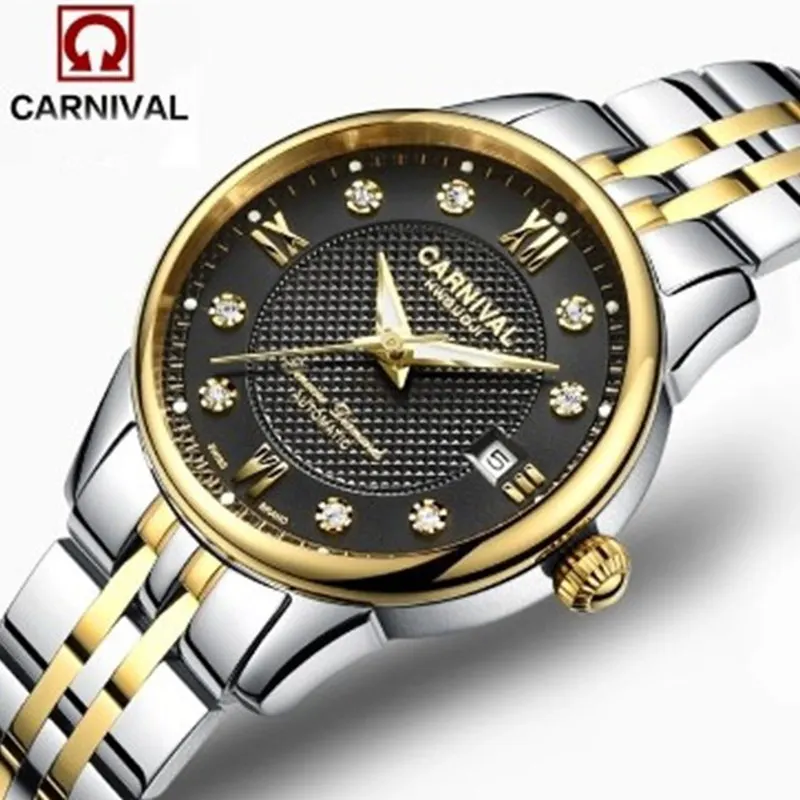 Carnival Automatic Watch Women Luxury Brand Rhinestone Dress Mechanical Sapphire Watch for Ladies Montre Femme 2022 Reloj Mujer