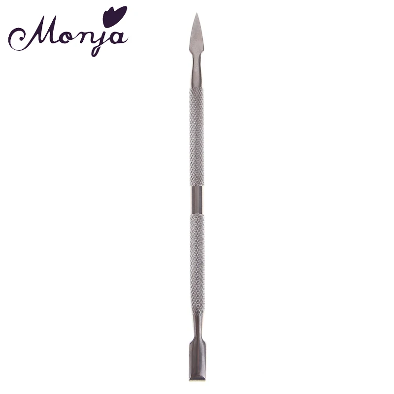 Monja двойной конец серебро из нержавеющей стали дизайн ногтей кутикулы толкатель
