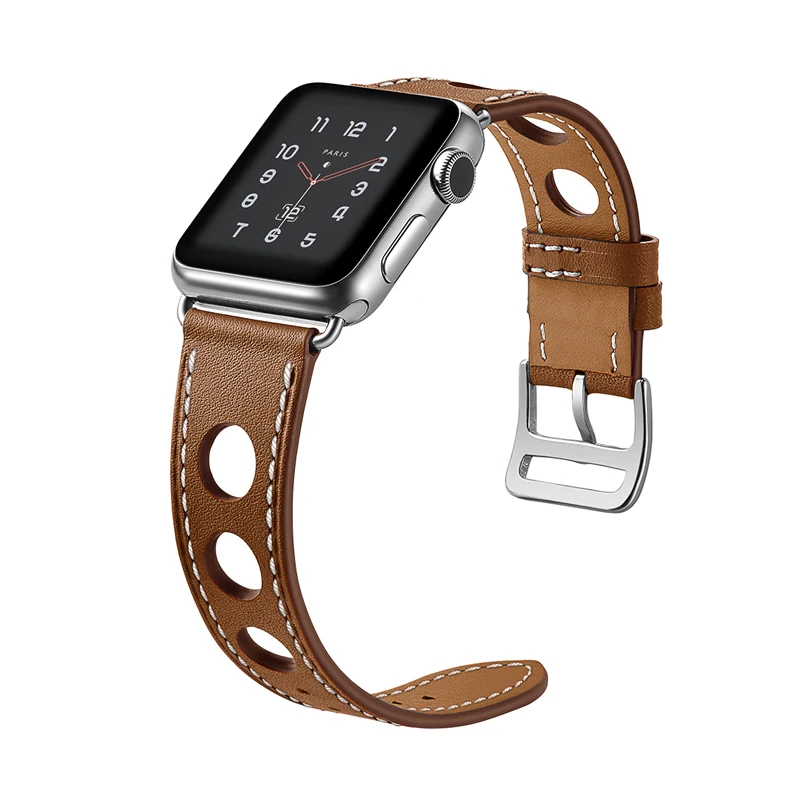 Ремешок из натуральной кожи для apple watch band 44 мм 40 42 38 41 45 прочный и долговечный