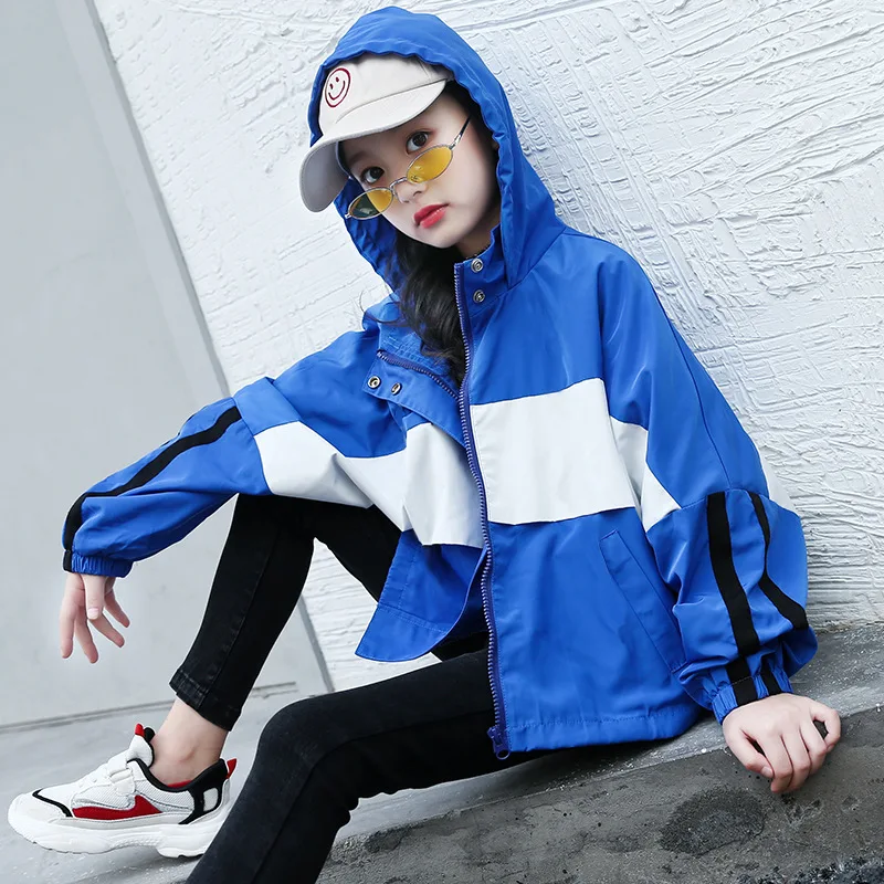 Spring 2019 Children Coat for Girl Windproof Hoooded Jackets Teenage School Girls Climbing Clothes Loose Mountaineering Coats | Детская