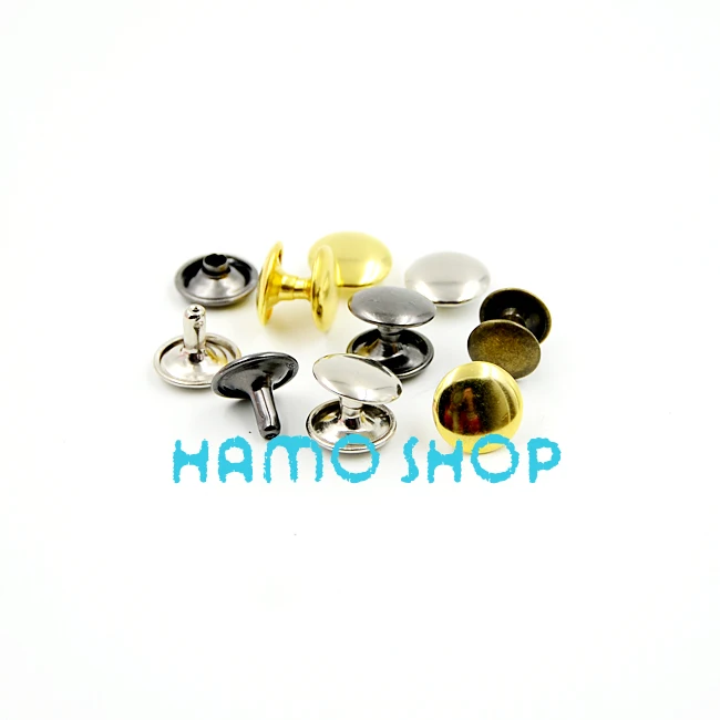 

100pcs/lot 6mmx10mm Mix Color Iron Double Cap Rivet Tubular Metal Leather Craft DIY Punk Spike Decoration
