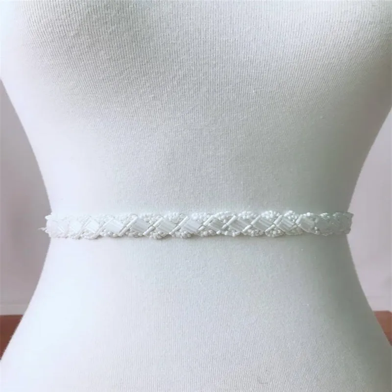1 ярд белый жемчуг с Бисером кружевная отделочная лента африканская ткань