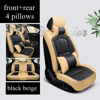 Автомобильные чехлы на сиденья для Audi a1 a3 a4 a5 a6 a7 a8 a4L a6L a8L q2 q3 q5 q7 q5L sq5, RS Q3, a4 b8, a4 b6, a3 8p a4 b7, a6 c5, a6 c6 - Название цвета: black beige luxury