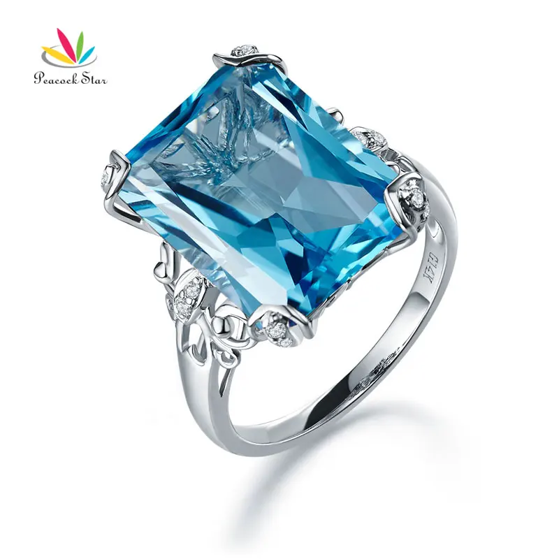 Павлин звезда 14K белое золото роскошное свадебное юбилейное кольцо 13 Ct