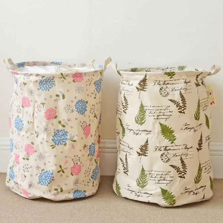 

New Flowers leaf Cloth Laundry Hamper Clothes Storage Baskets Home clothes organizer barrel Bags kids toy storage barrels AU731