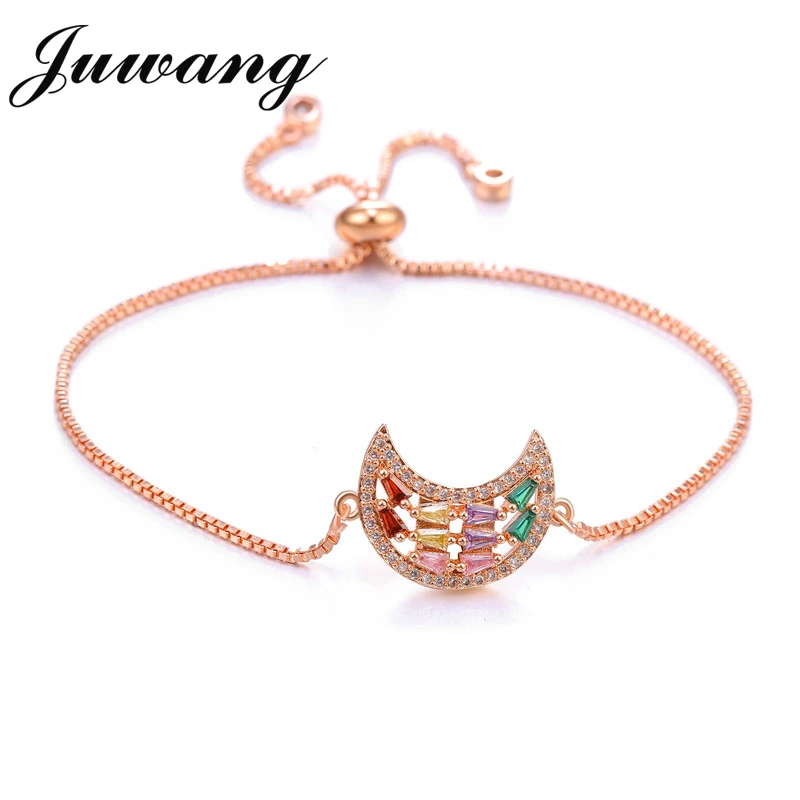 

JUWANG Fashion Multicolor Moon Crystal Bracelet for Women Charm Beach Jewelry Bransoletki Damskie Pulseras Armband
