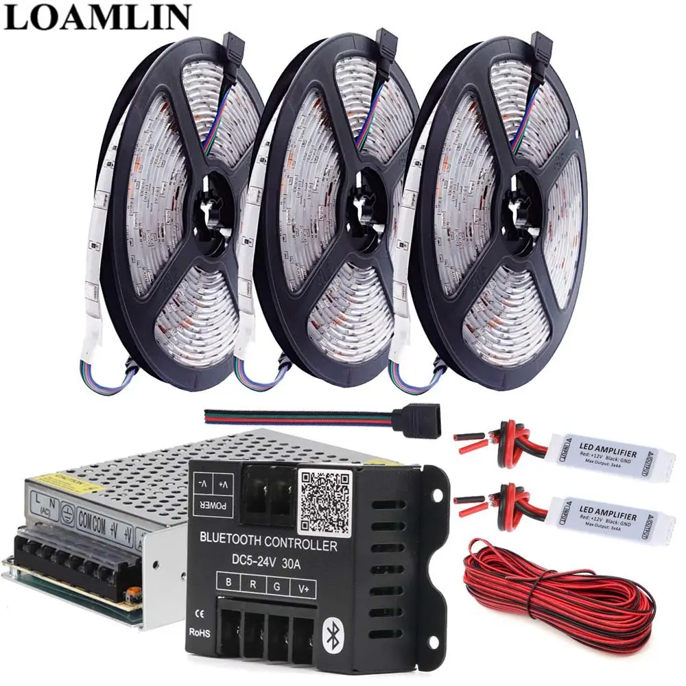 Светодиодная лента RGB 5050SMD 5 м 10 15 20 30 светодиодов/м Bluetooth светодиодный контроллер