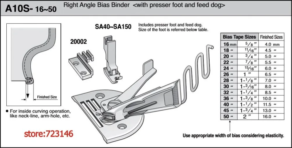 

A10S LOCKSTITCH RIGHT ANGLE TAPE BIAS BINDER ,BORDEUR ANGULAIRE ,RIBETEADOR FOR PFAFF BROTHER CONSEW JUKI SEIKO SINGER SIRUBA