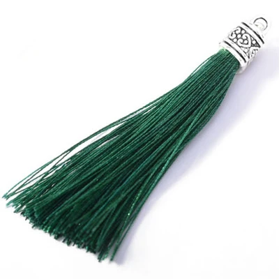 Dark green 10 шт. Мини Серебряный колпачок голова кисточка ювелирные изделия занавески одежды декоративные аксессуары ключ сумка ручной Catenary кулон ремесло кисточки DIY - Color: Dark green