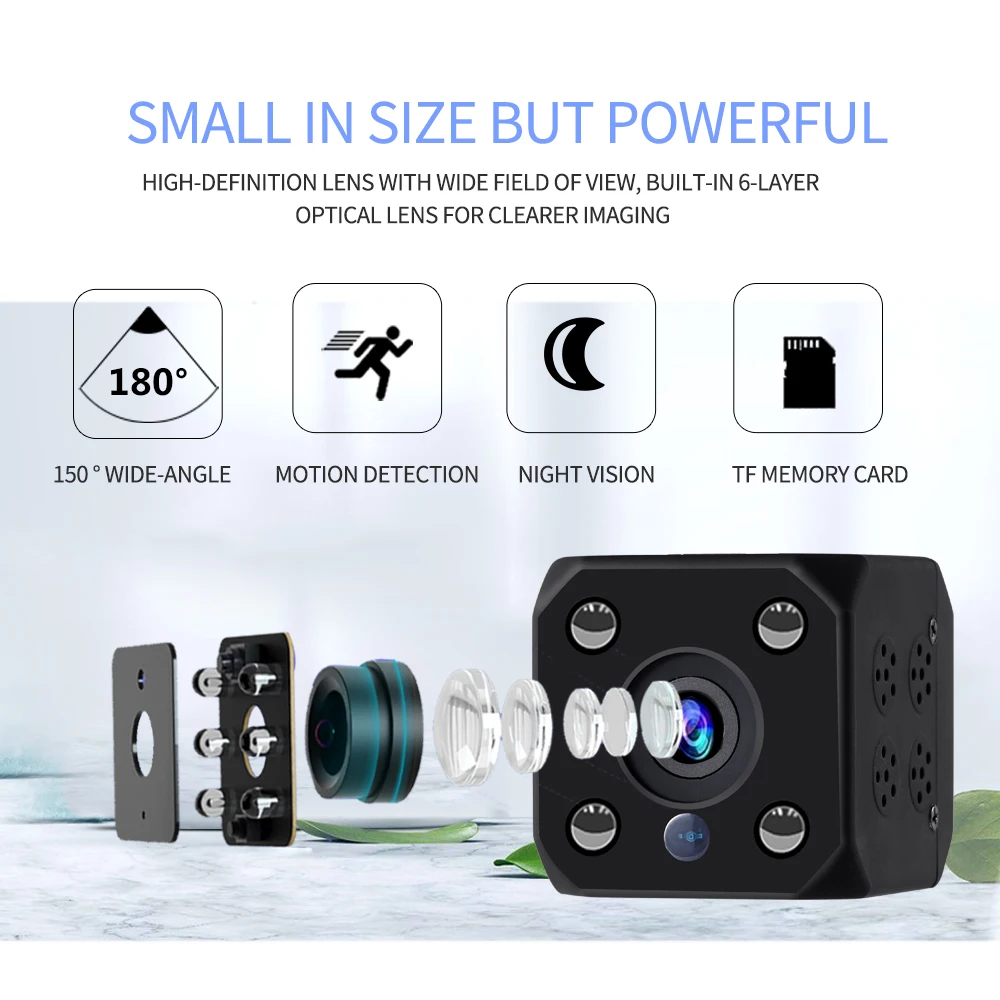 HD1080P мини ip-камера для домашней безопасности Wifi камера 30 м инфракрасное ночное видение Спортивная портативная умная беспроводная видеокамера 64 Гб SD карта