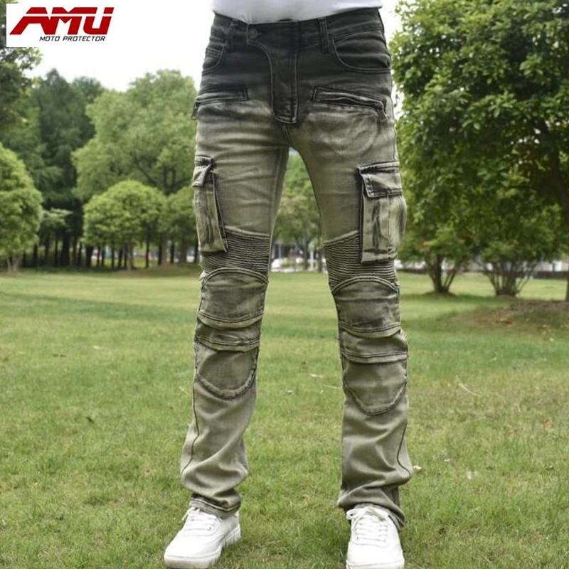 

Authentic AMU fashion trend motorcycle riding jeans retro style jeans R8