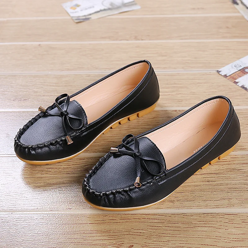 Leisure Round Toe Shallow Women Slip-On Flats Butterfly-knot Solid Loafer Shoes Casual Spring Autumm | Обувь