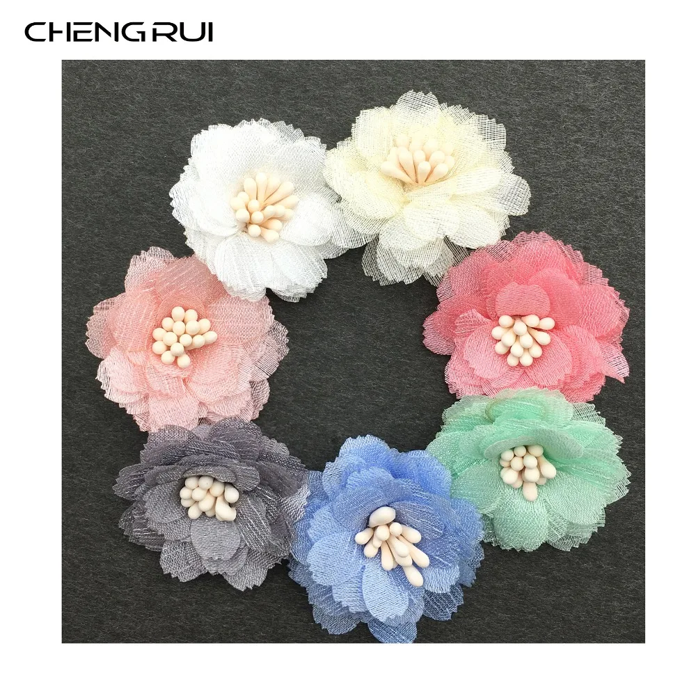 CHENGRUI F106 3.5cm cloth flower patches for clothes diy craft supplies.craft material supplies 4pcs/bag | Дом и сад
