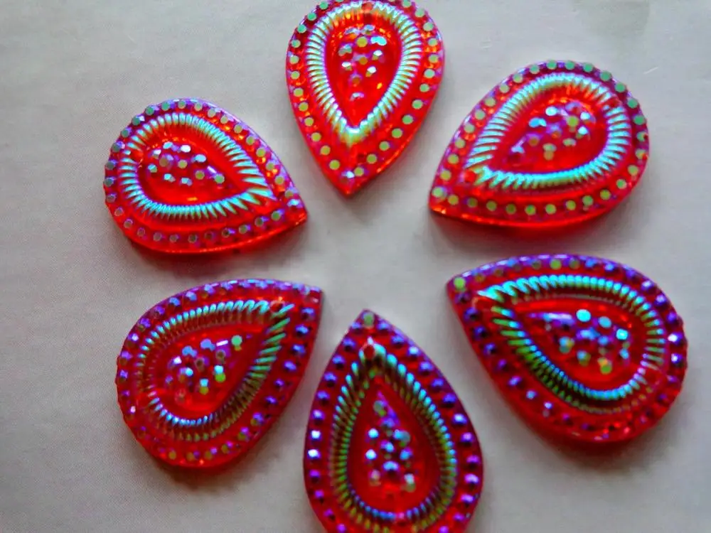 100pcs 13*18mm Red AB colour stones Sew on rhinestones water drop shape Accessories Strass gem beads | Дом и сад