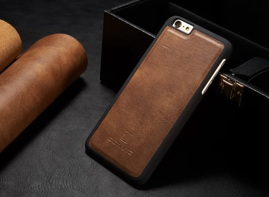 Dual Material PU with Genuine Leather Flip Case for Apple iPhone 6 Plus / 6S Removable Back Cover Metal Logo High Quality | Чехлы для