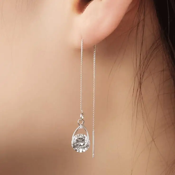 Женские серьги капельки с длинными кисточками модные ювелирные