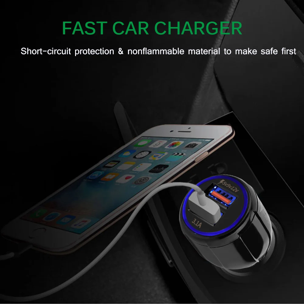 Автомобильное зарядное устройство 2 USB выхода 3 1 а быстрая зарядка для Iphone 6 s Plus SE