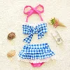 Blue Check Sunny eva/бикини для девочек; купальник в клетку; коллекция года; Детские купальники из двух предметов; Детские купальники-бикини; infantiles; купальные костюмы для девочек - Цвет: Blue Check