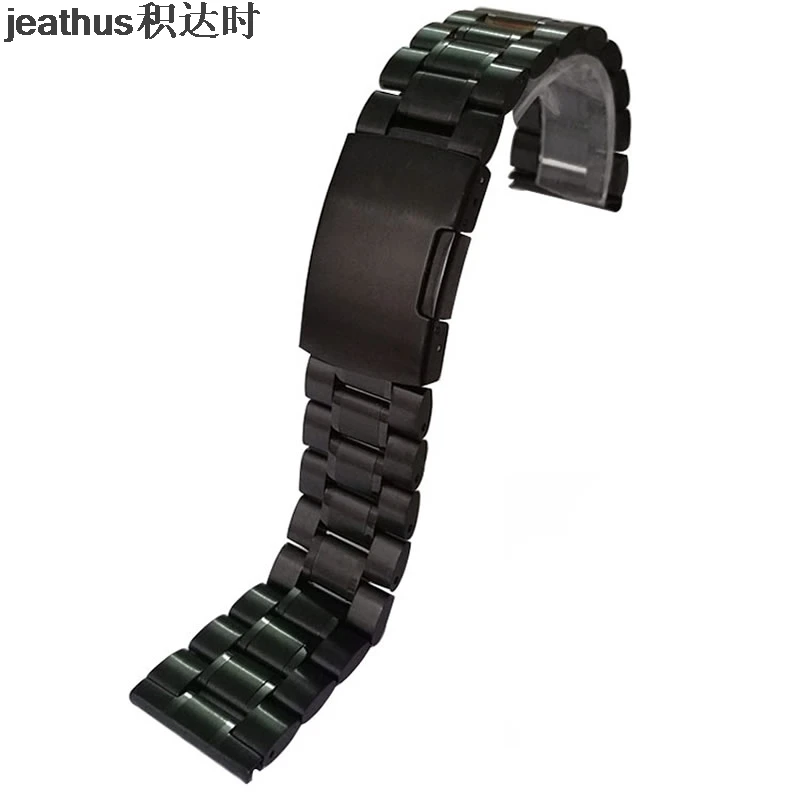 Black Jeathus ремешок для часов Черный Нержавеющая сталь часы ремешок 14 16 18 20 22 24 26 мм браслет подходит для fossil дизельный ремешок - Цвет ремешка: Black