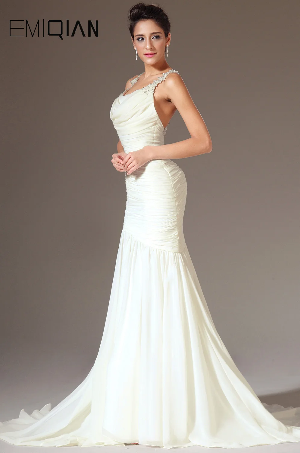 Бесплатная доставка Новинка Вечернее платье русалки с глубоким вырезом