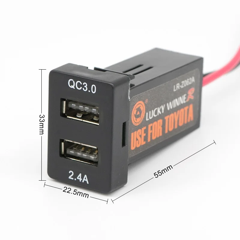QC3.0 2.4A Quick перезарядка двойной порт разъем двойной USB адаптер питания Разъем для TOYOTA Corolla Auris Lewin Camry Reiz RAV4