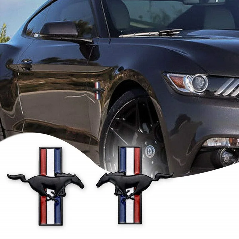 3D 2 шт. Эмблема для двери крыло бегущая лошадь наклейка автомобиля Авто наклейки
