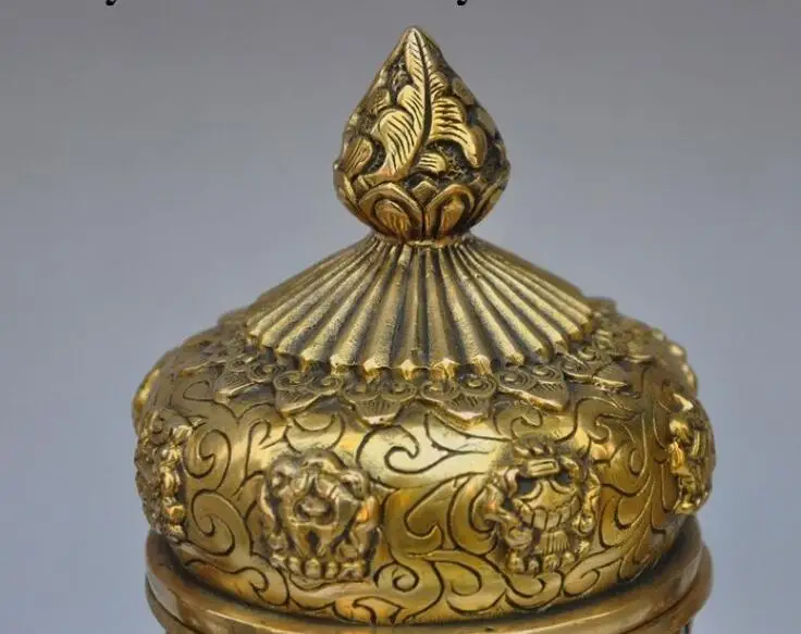 

Free shipping S00498 9"China Cloisonne Enamel Bronze Gilt dragon beast statue Wine TeaPot Flagon pot