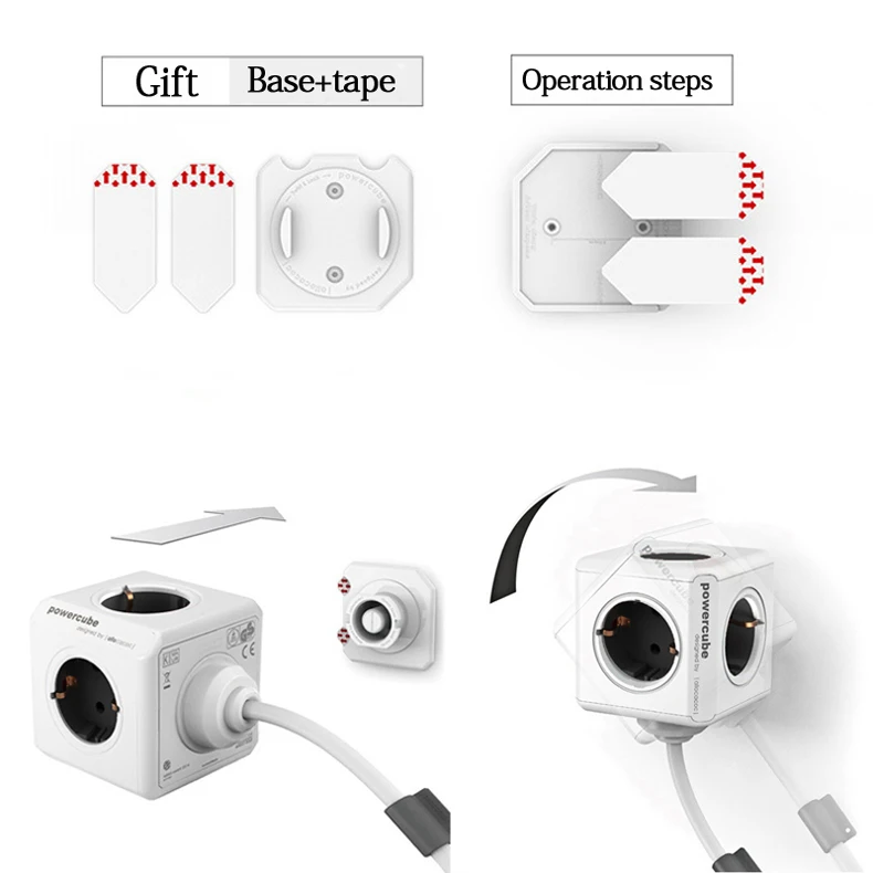 Allocacoc power cube EU Plug power Strip 4 AC адаптер пробки 3680 Вт смарт 2 USB порт зарядное устройство Удлинительный кабель с патроном 1,5 м 3 м