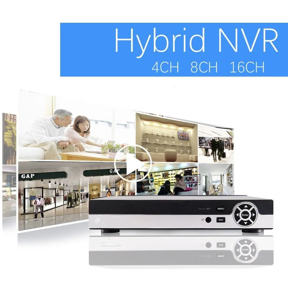 8CH Hybrid 1080N 5 в 1 AHD DVR (1080P NVR + 960H Analog TVI CVI) CCTV цифровой рекордер HDMI выход SATA HDD