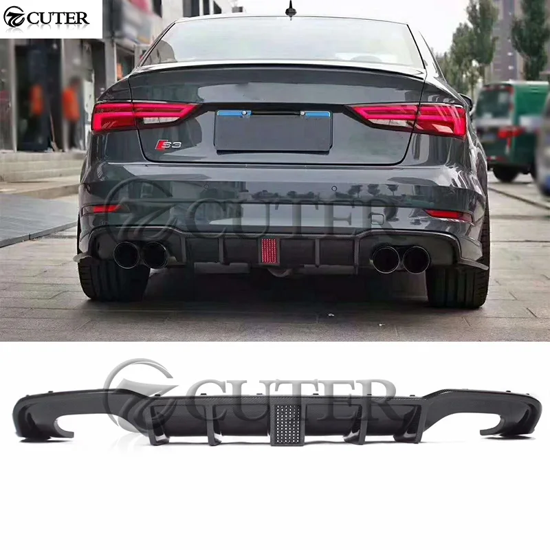 Губа диффузора заднего бампера из углеродного волокна A3 со светодиодный ными