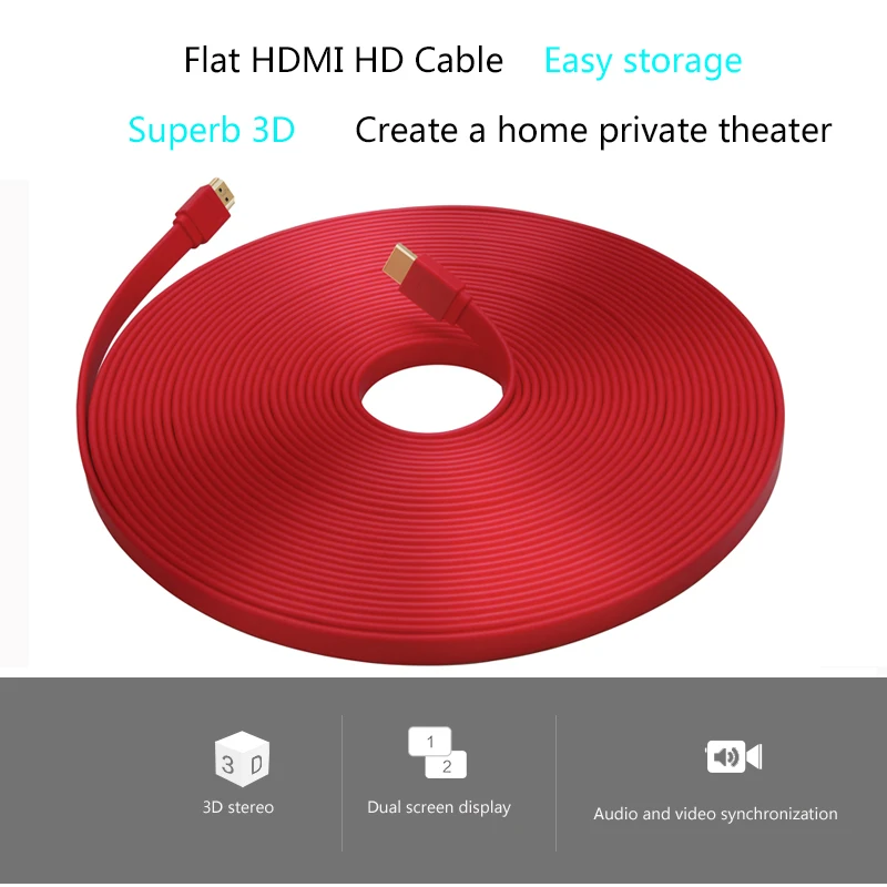 Lungfish плоский кабель 1,4 Удлинитель HDMI кабель свинцовый высокоскоростной с Ethernet 1080p золотые контакты HDTV 0,3 м 1 м 1,5 м 2 м 3 м 5 м