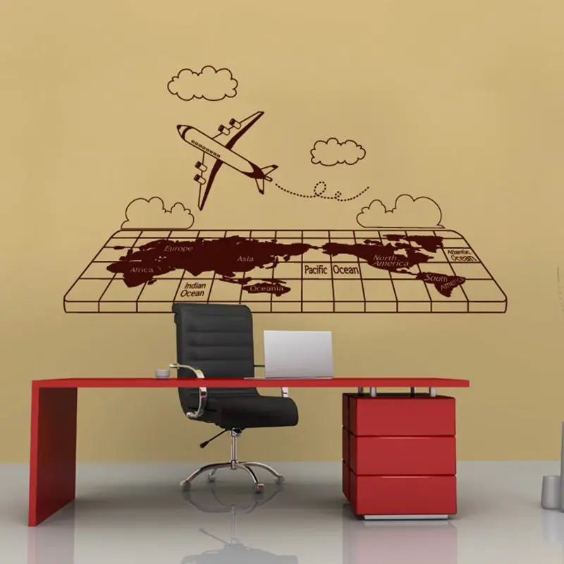 Дорожная карта мира Настенная Наклейка s большой новый дизайн с рисунком кофейни