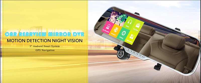 Cemicen 5,0 дюймов Android 4,4 gps ips экран FHD 1080P Автомобильный видеорегистратор зеркало заднего вида видео рекордер двойная камера