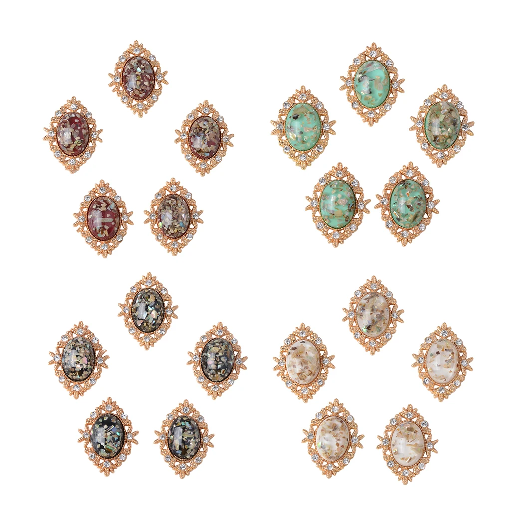 

5pcs Alloy Oval Cabochon Flatback Acrylic Crystal Buttons for Jewelry Making DIY Hair Accessories Findings 33x26mm