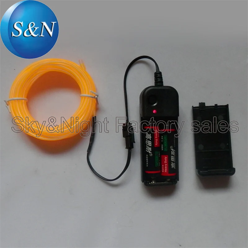 

2.3mm yellow-5M electroluminescent wire/el cable/el strip/el neon light/lighting/el products+3v Inverter -(4pc/Lots)