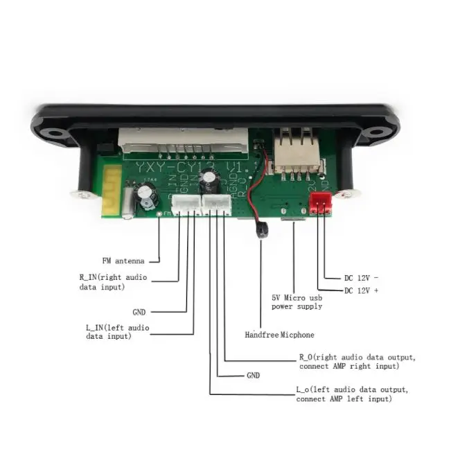 5v 12v Bluetooth 4.2 MIC Audio Module MP3 WMA Player decoder with Board TF Card Slot / USB FM remote display | Автомобили и