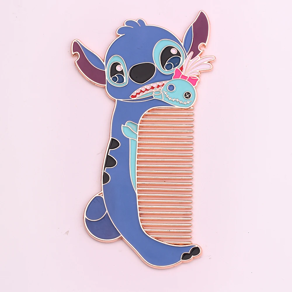 Kawaii аниме Лило и Стич макияж зеркало гребень мультфильм косметическое зеркало компактный карманный инструмент для красоты Металлический Гребень как подарок