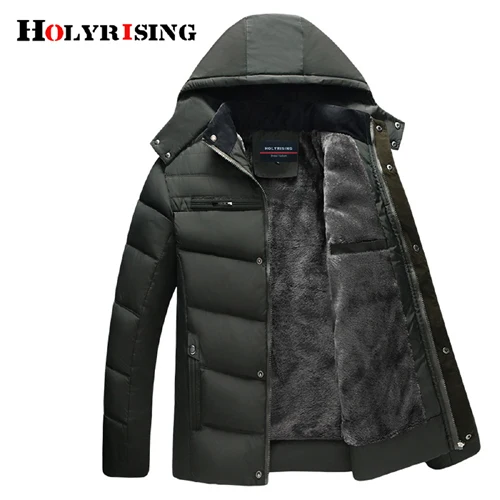 Holyrising, Мужская парка, Толстое Зимнее пальто, теплая, Ropa De Hombre, мягкая, Jaqueta Masculina, с капюшоном, ветровка, верхняя одежда, мужская одежда, 18527-5 - Цвет: dark green