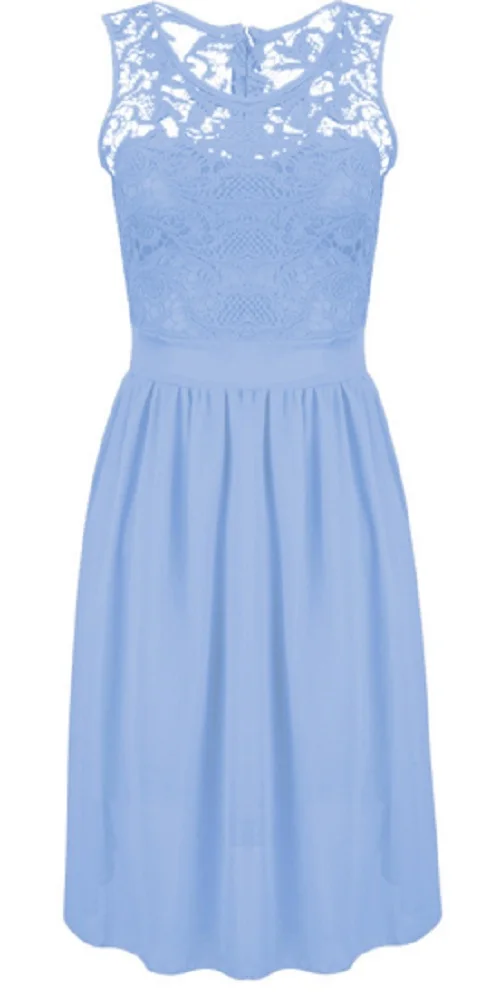 Летняя тонкая женская кружевная шифоновая юбка без рукавов S 3XL платье с