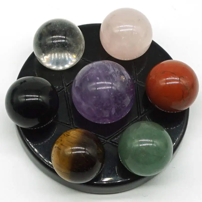 Seven Star Group натуральный аметист чакра хрустальный шар с черной обсидиановой