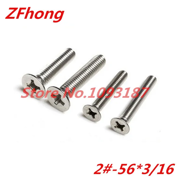 200 шт. винты с плоской головкой из нержавеющей стали A2 2 # 56x3/16 Phillips|machine screws|screw