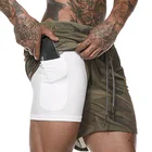 Мужские двухслойные шорты для фитнеса, быстросохнущие дышащие спортивные штаны, спортивные штаны для бега, дропшиппинг, 2019