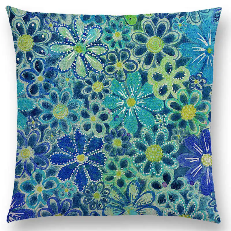 Наволочка для дивана с абстрактными цветами и рисунком пастельных цветов