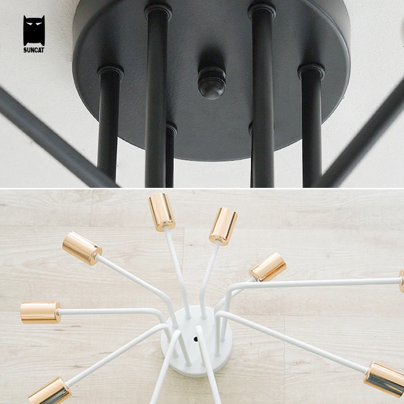 Железный потолочный светильник черного и белого цвета Современная