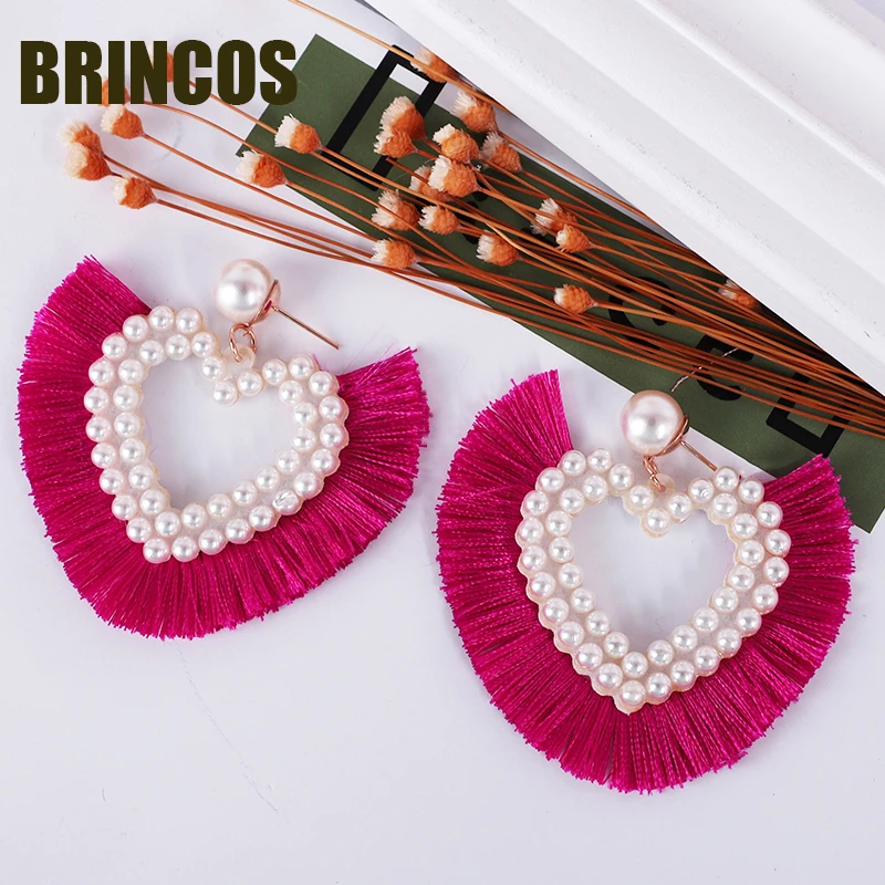 Женские серьги 2019 с кисточками и жемчугом эффектные корейские Висячие ювелирные